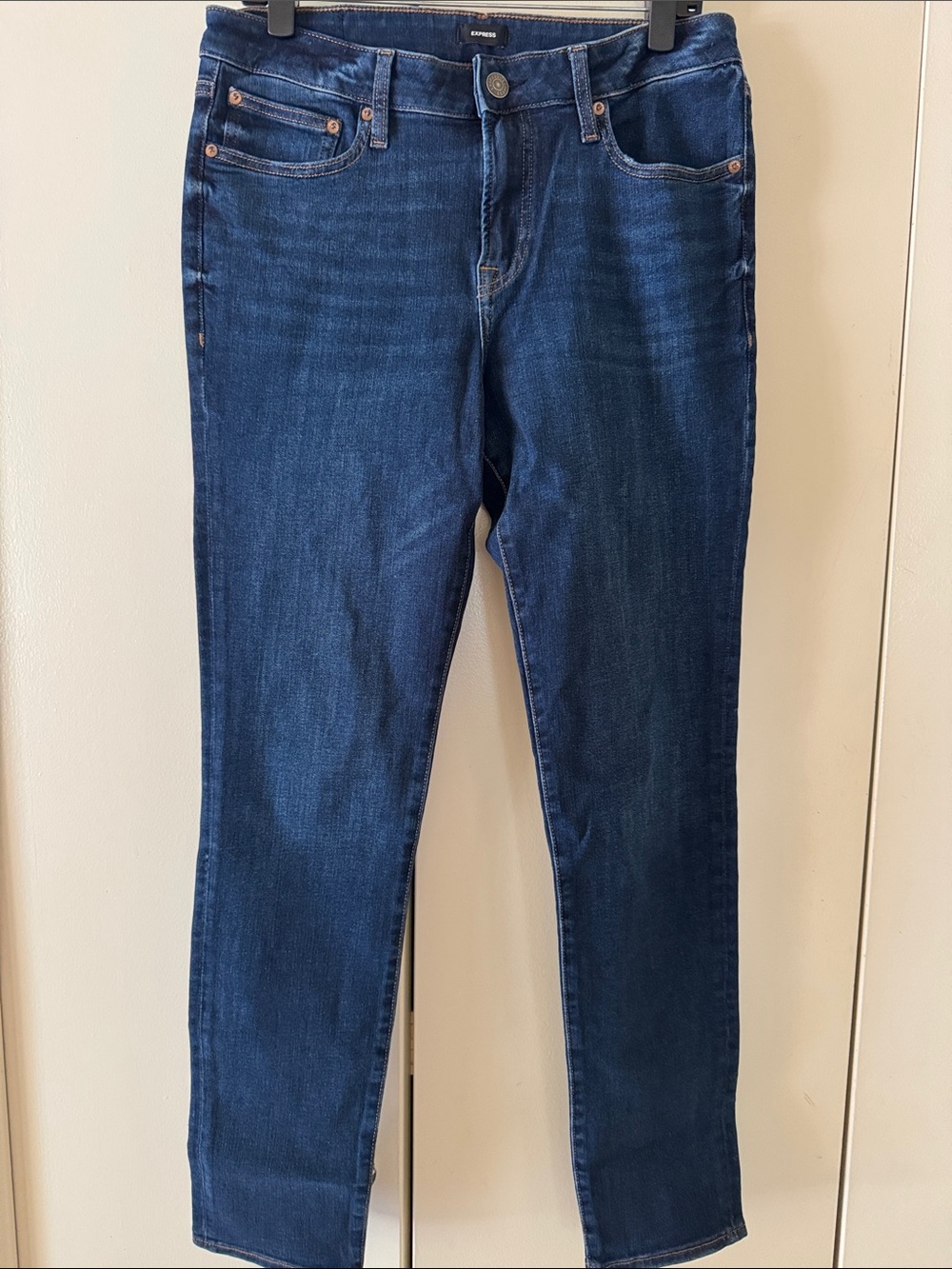 Men's Skinny 4-Way Hyper Stretch Jeans - Dark Blue worn once